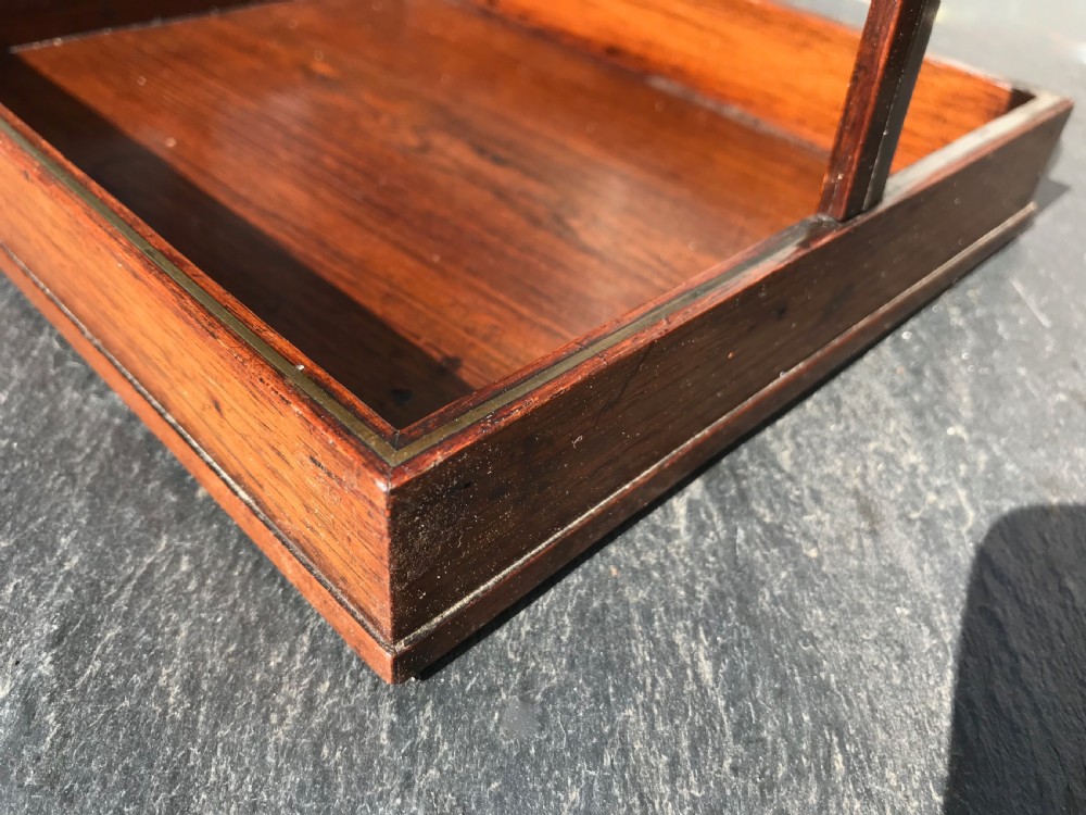 Antique Small Rosewood and Brass Stationery Tray View II