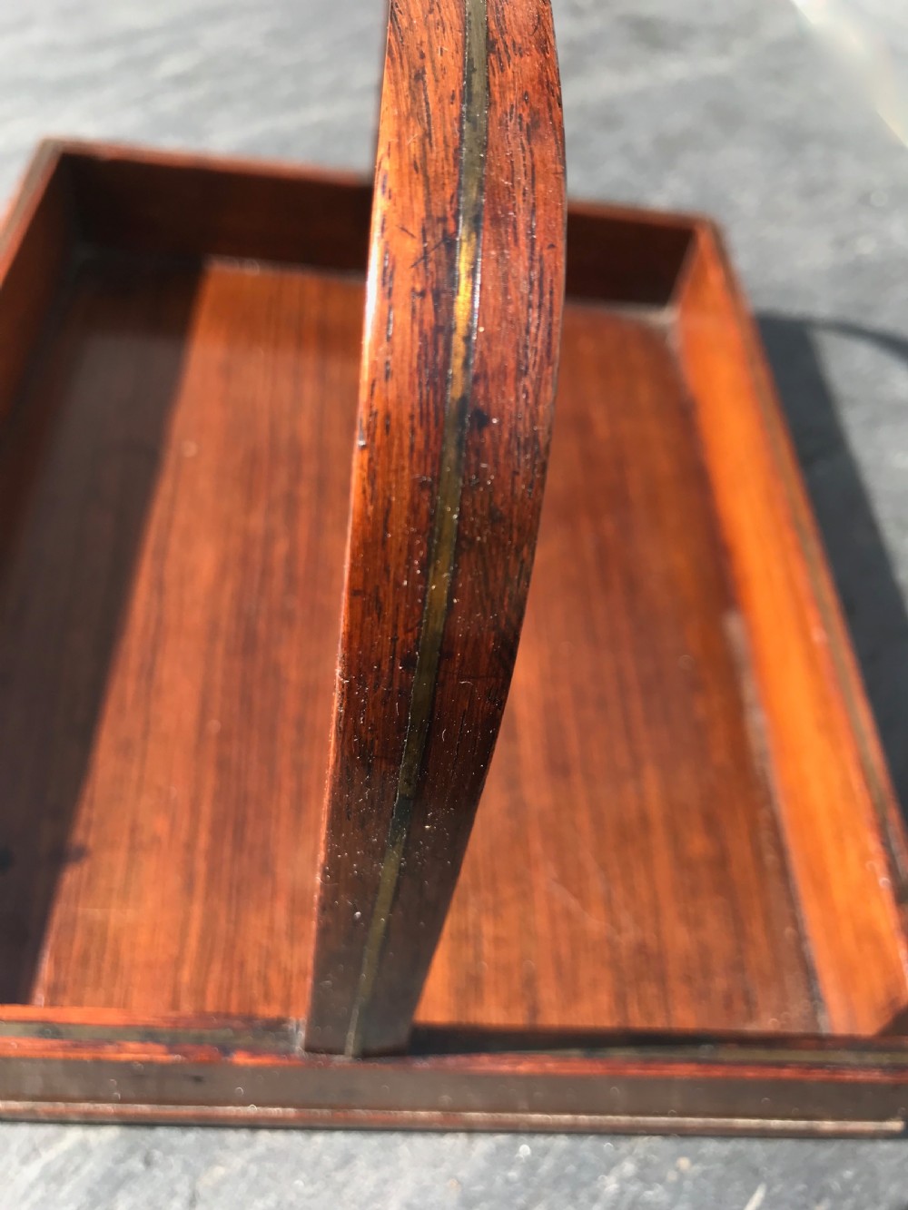 Antique Small Rosewood and Brass Stationery Tray View III