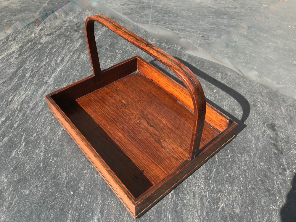 Antique Small Rosewood and Brass Stationery Tray View IV