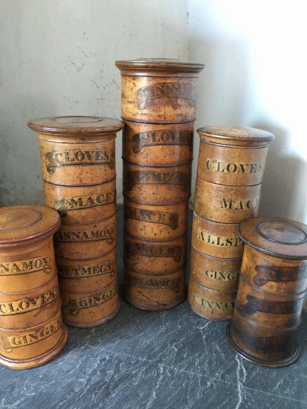 Antique  Treen Spice Towers