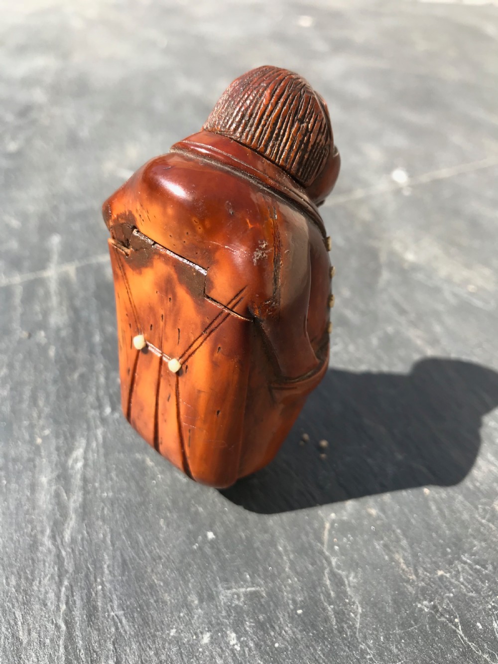 Antique coquilla snuff box - figural man View IV