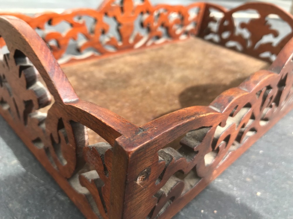 Antique  Treen Mahogany Tray View II
