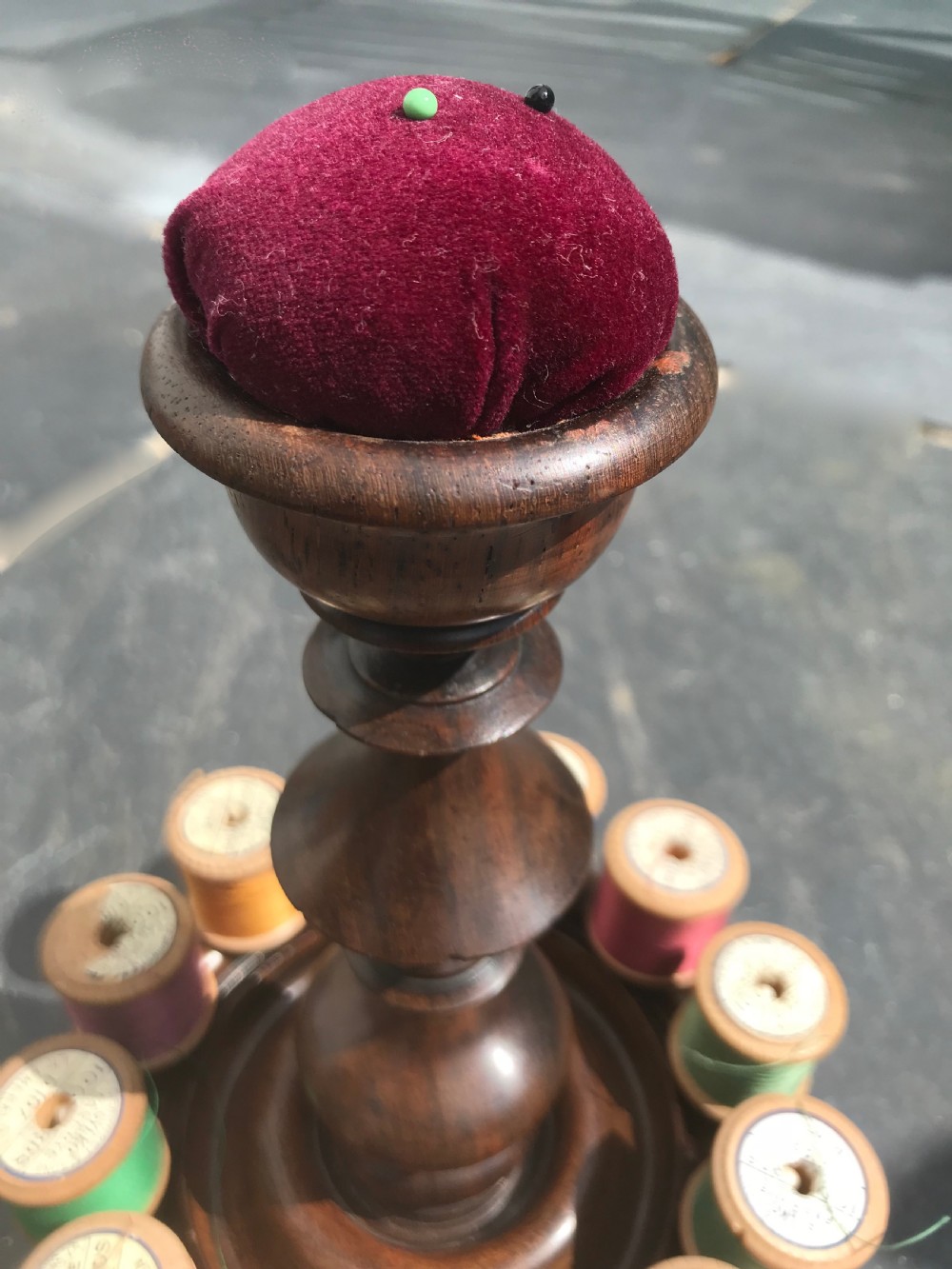Antique Cotton Reel Stand View III