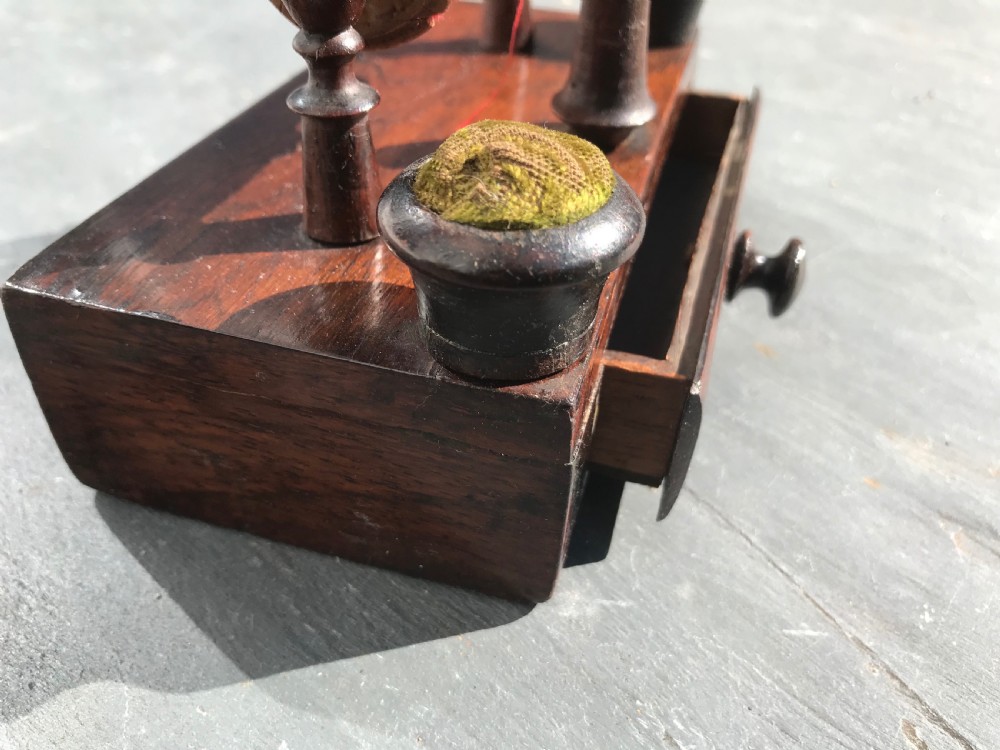 Antique Treen Rosewood Sewing Companion View II