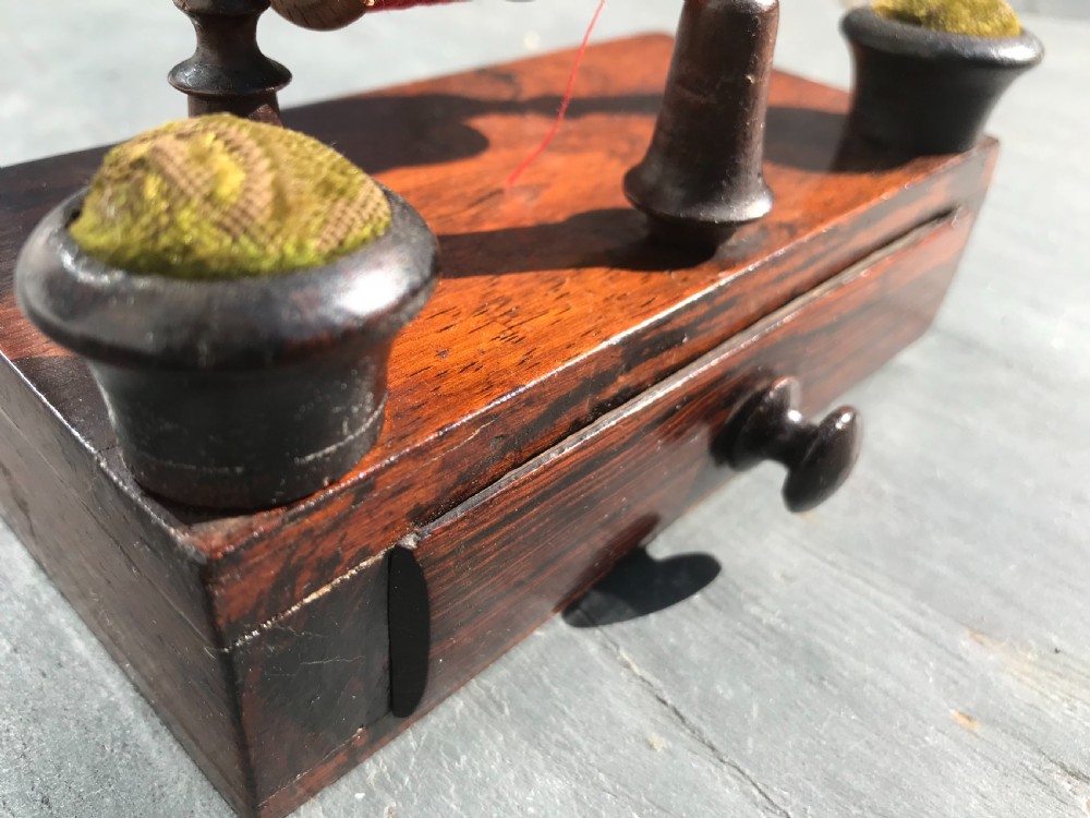 Antique Treen Rosewood Sewing Companion View III