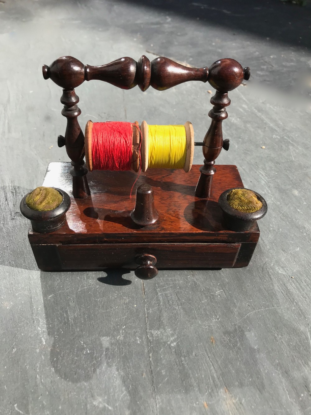 Antique Treen Rosewood Sewing Companion View IV