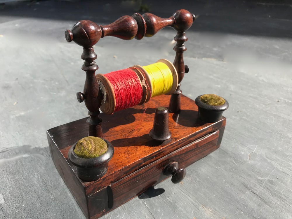 Antique Treen Rosewood Sewing Companion View V