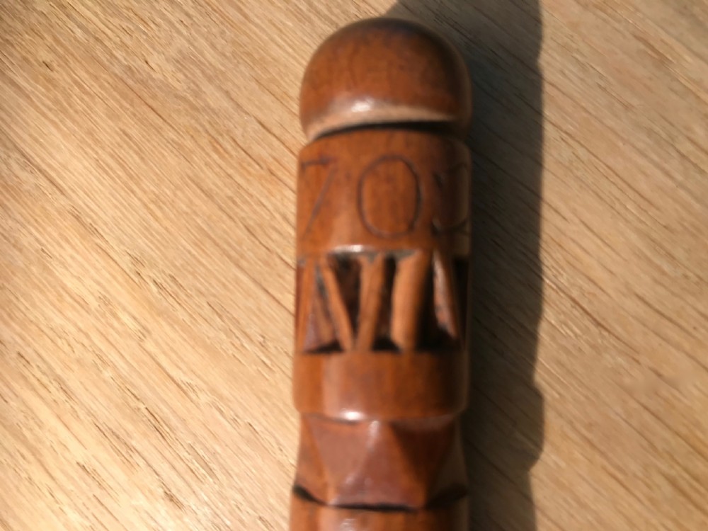 Antique dated  treen apple scoop - 1702  View II