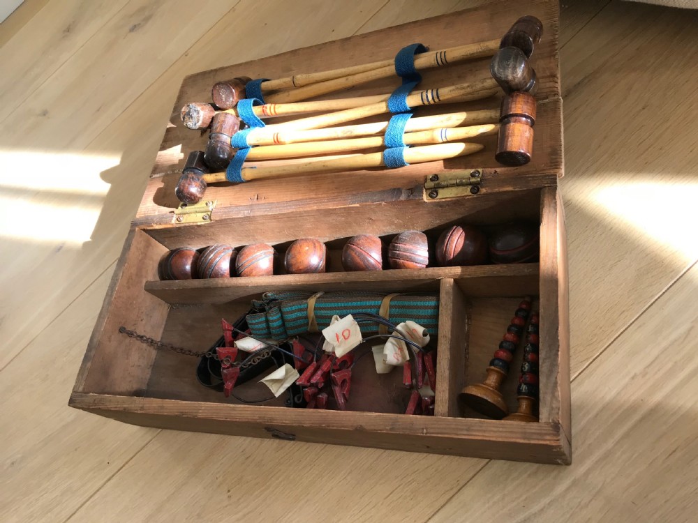 Antique Small Sized Croquet Set - treen