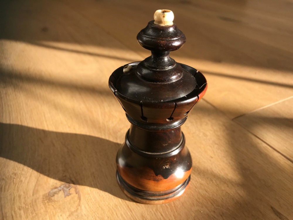 Antique candle holder and go to bed - laburnum wood treen
