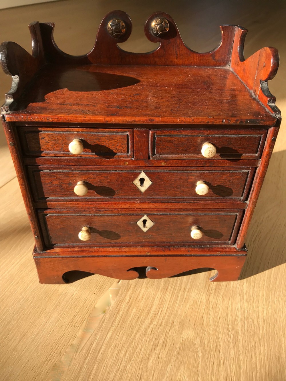 Antique Mahogany Mini Chest of Drawers - Jewellery Box -treen View II