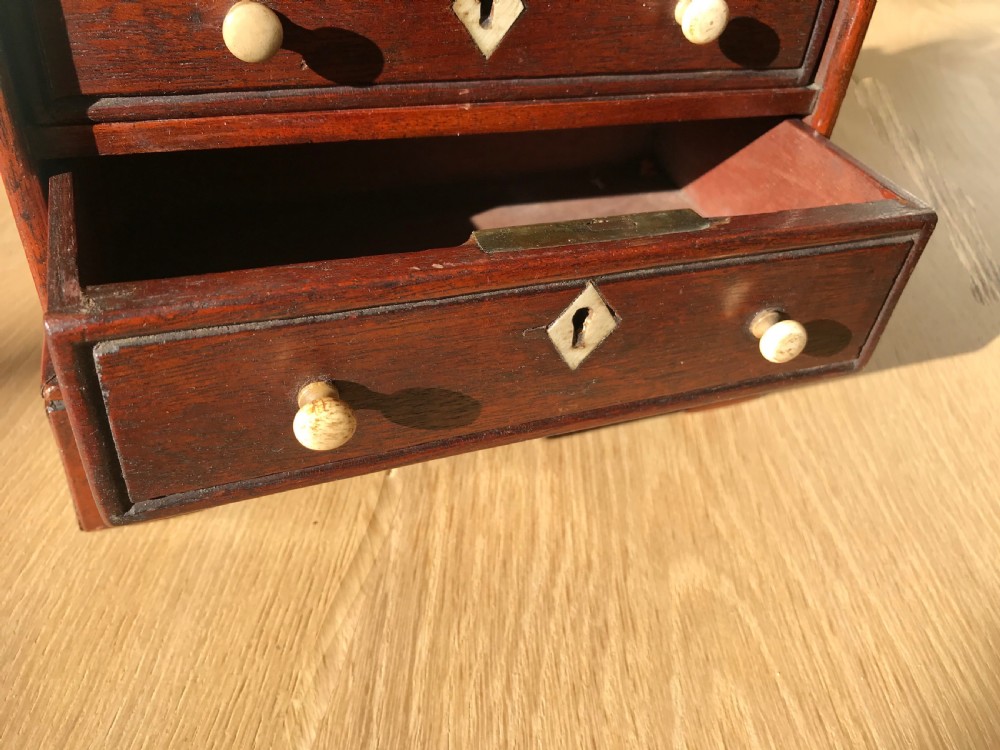 Antique Mahogany Mini Chest of Drawers - Jewellery Box -treen View III