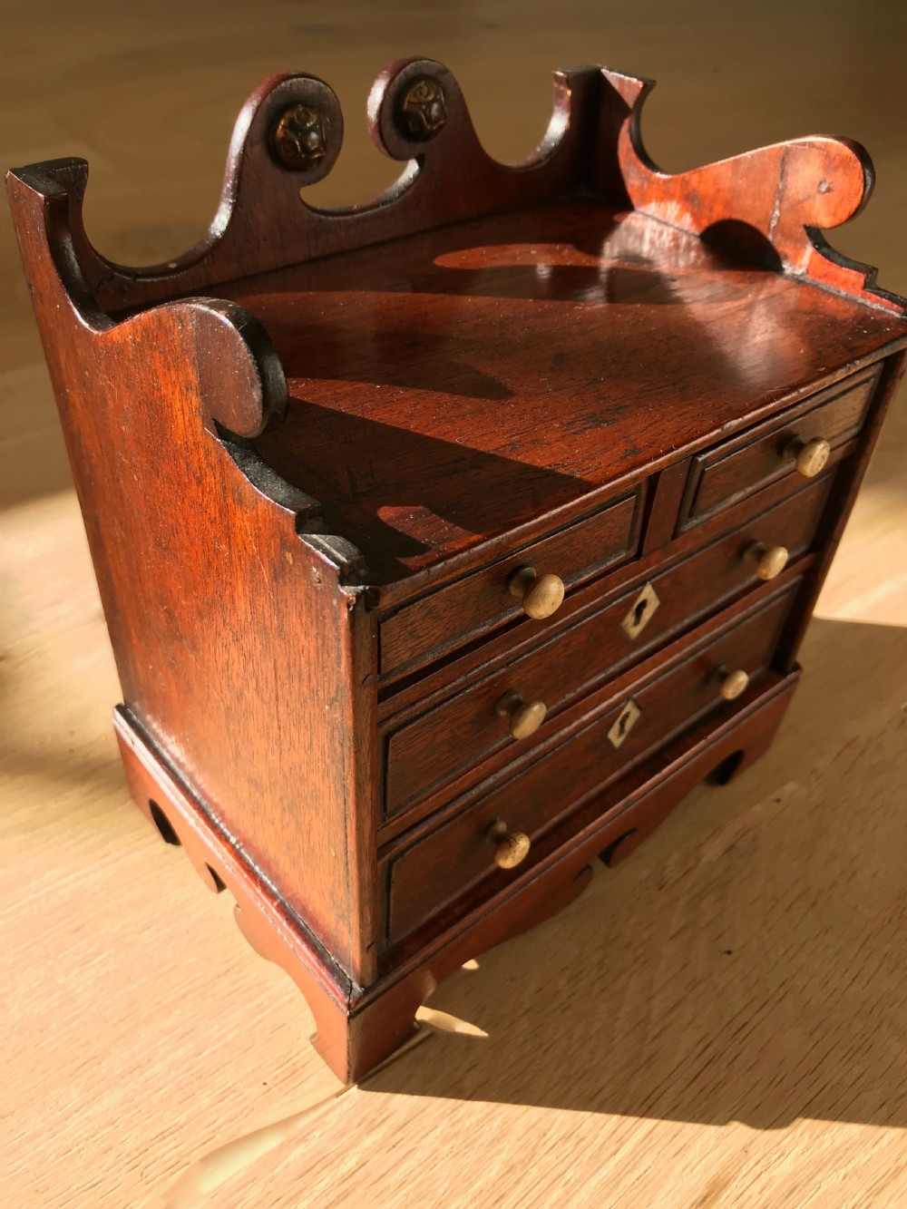 Antique Mahogany Mini Chest of Drawers - Jewellery Box -treen View V