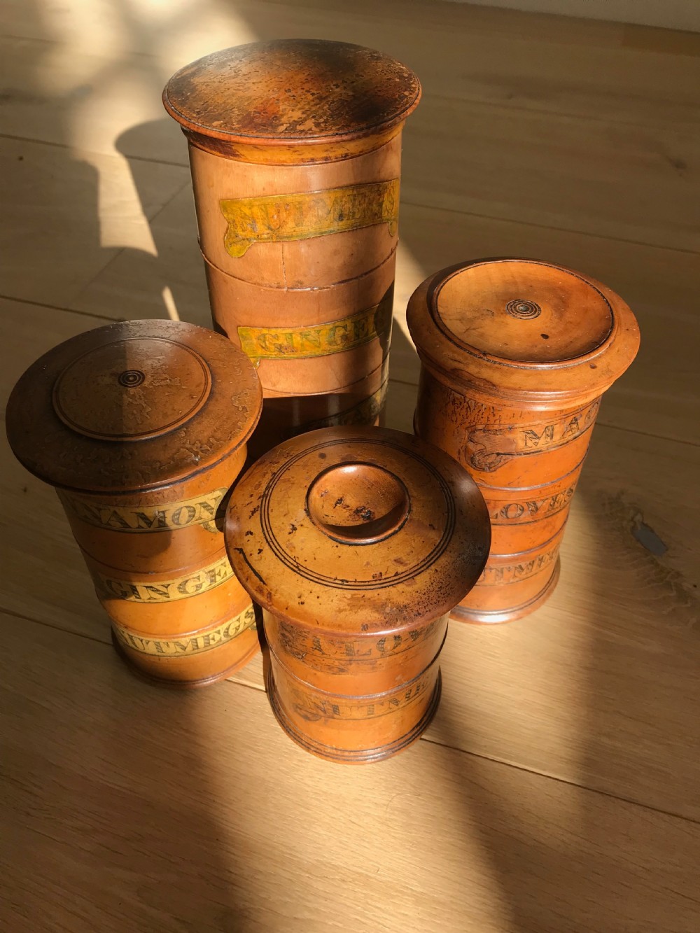 Antique Treen Spice Towers