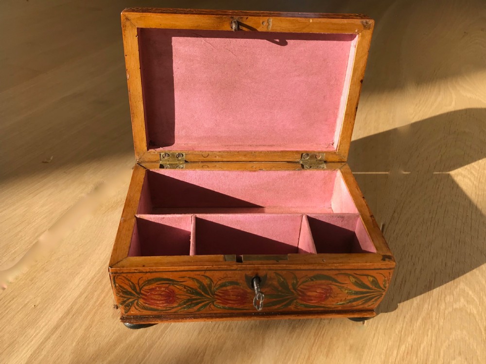 An early 1800's painted sewing box View II