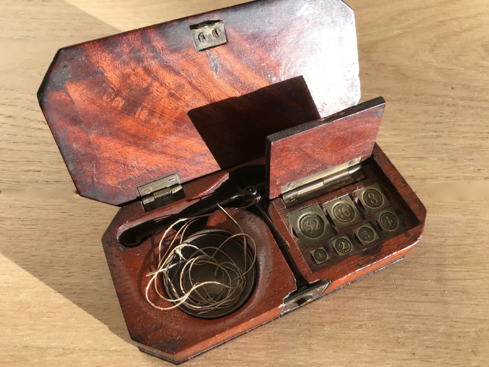 A Rare Set Of Diamond Scales with full Set of Carat Weights - treen
