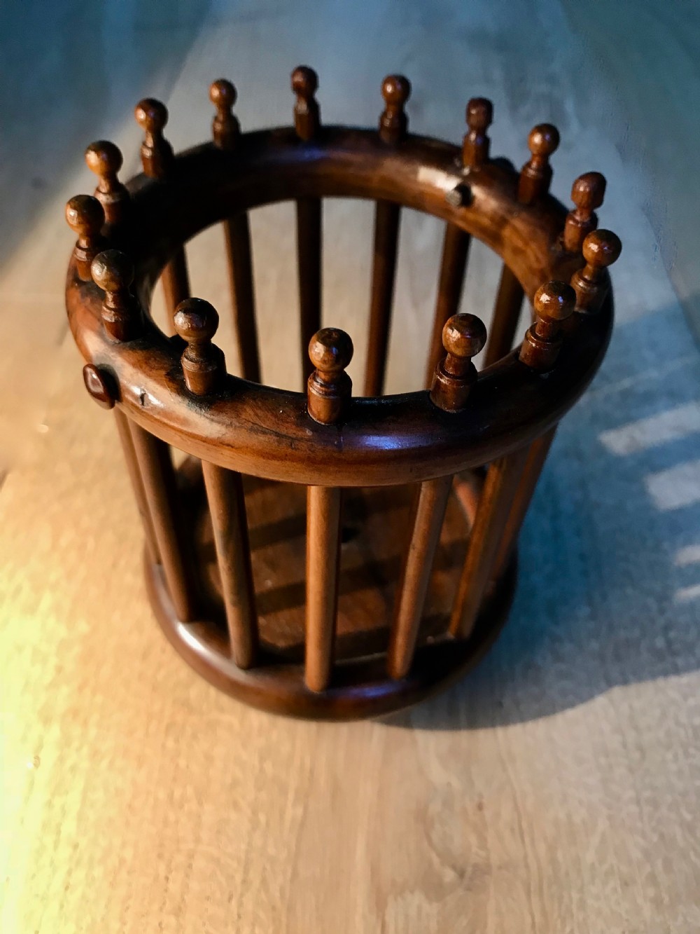 An Antique Wool Cage - treen