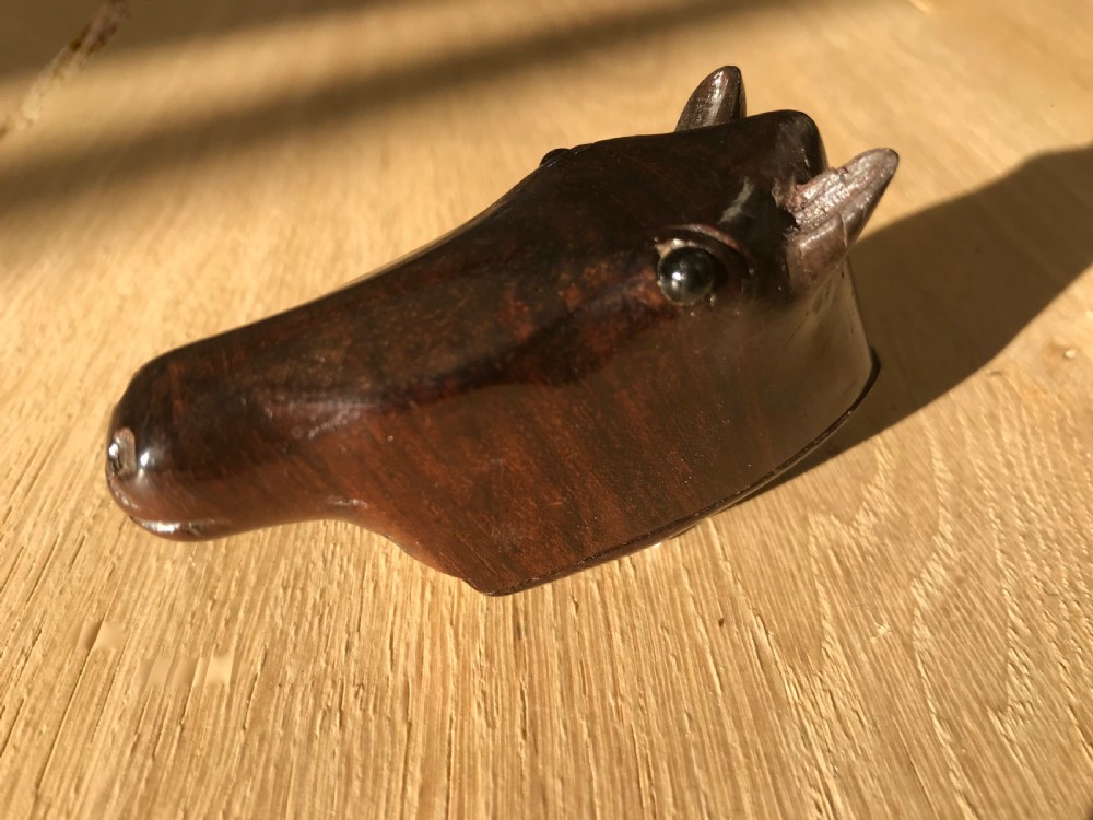 Antique Snuff Box - Horses Head - treen