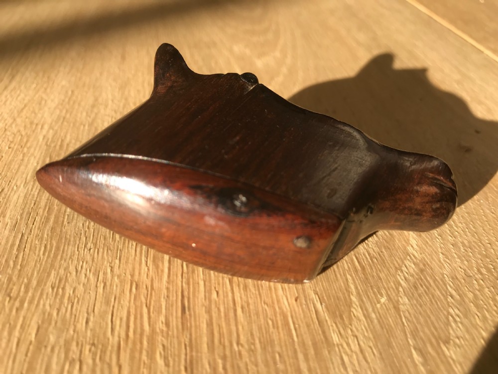 Antique Snuff Box - Horses Head - treen View II
