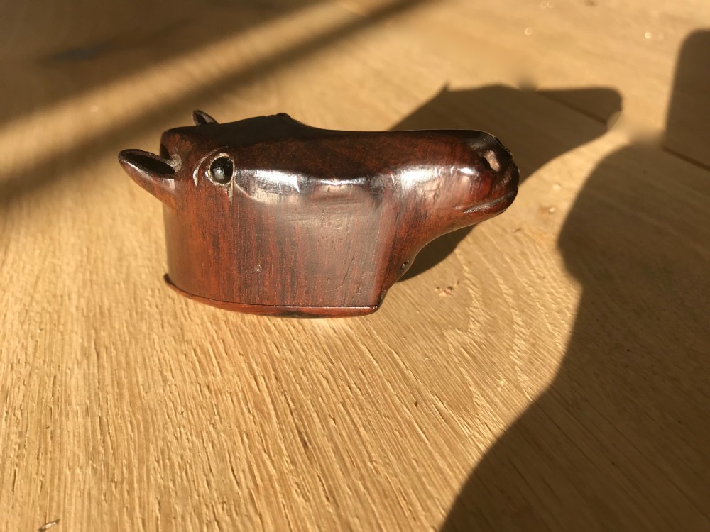 Antique Snuff Box - Horses Head - treen View IV