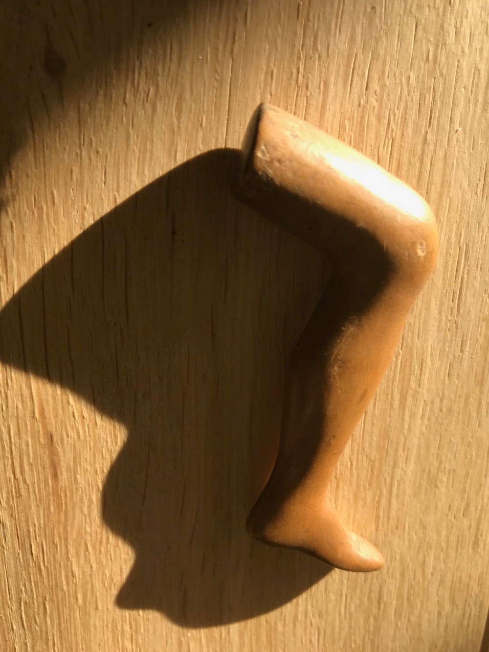 Antique Boxwood Pipe Tamper/Stopper - ladies leg treen View II