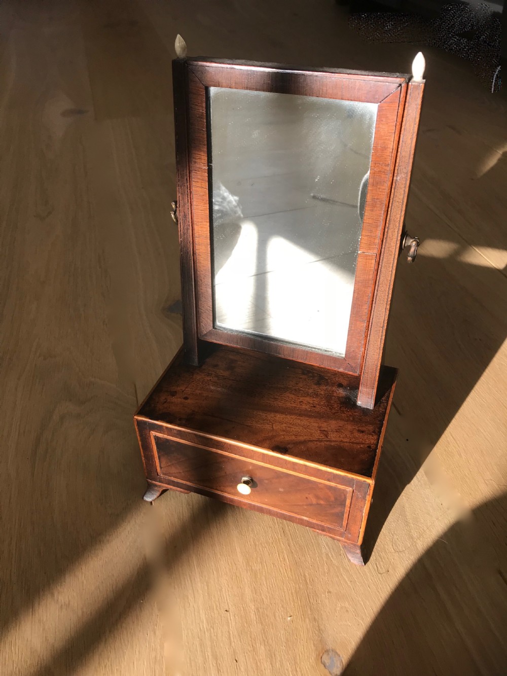 A RARE small size George III  flame mahogany dressing mirror  View II