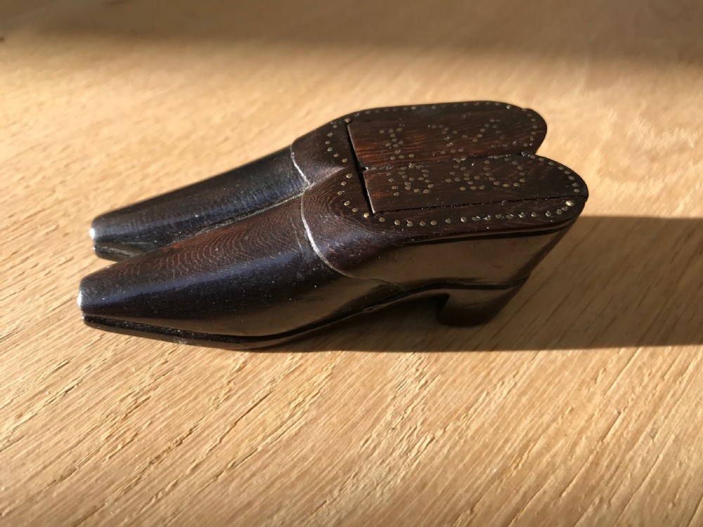 An unusual double snuff shoe box - dated 1840 View III