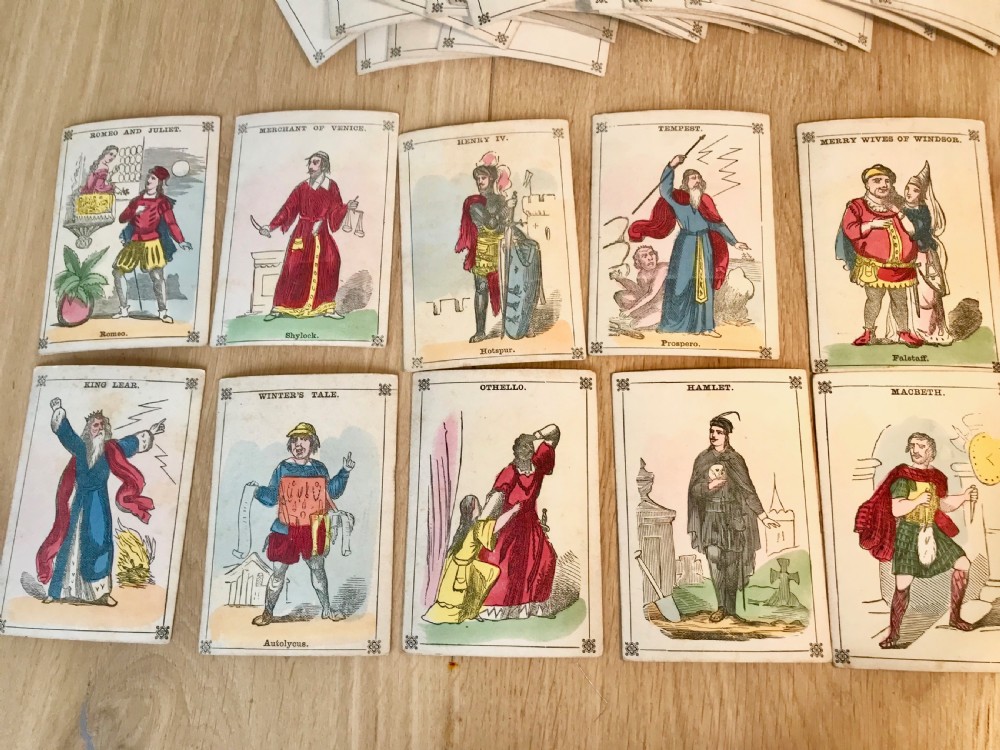 A complete set of hand coloured Shakespeare cards - Game