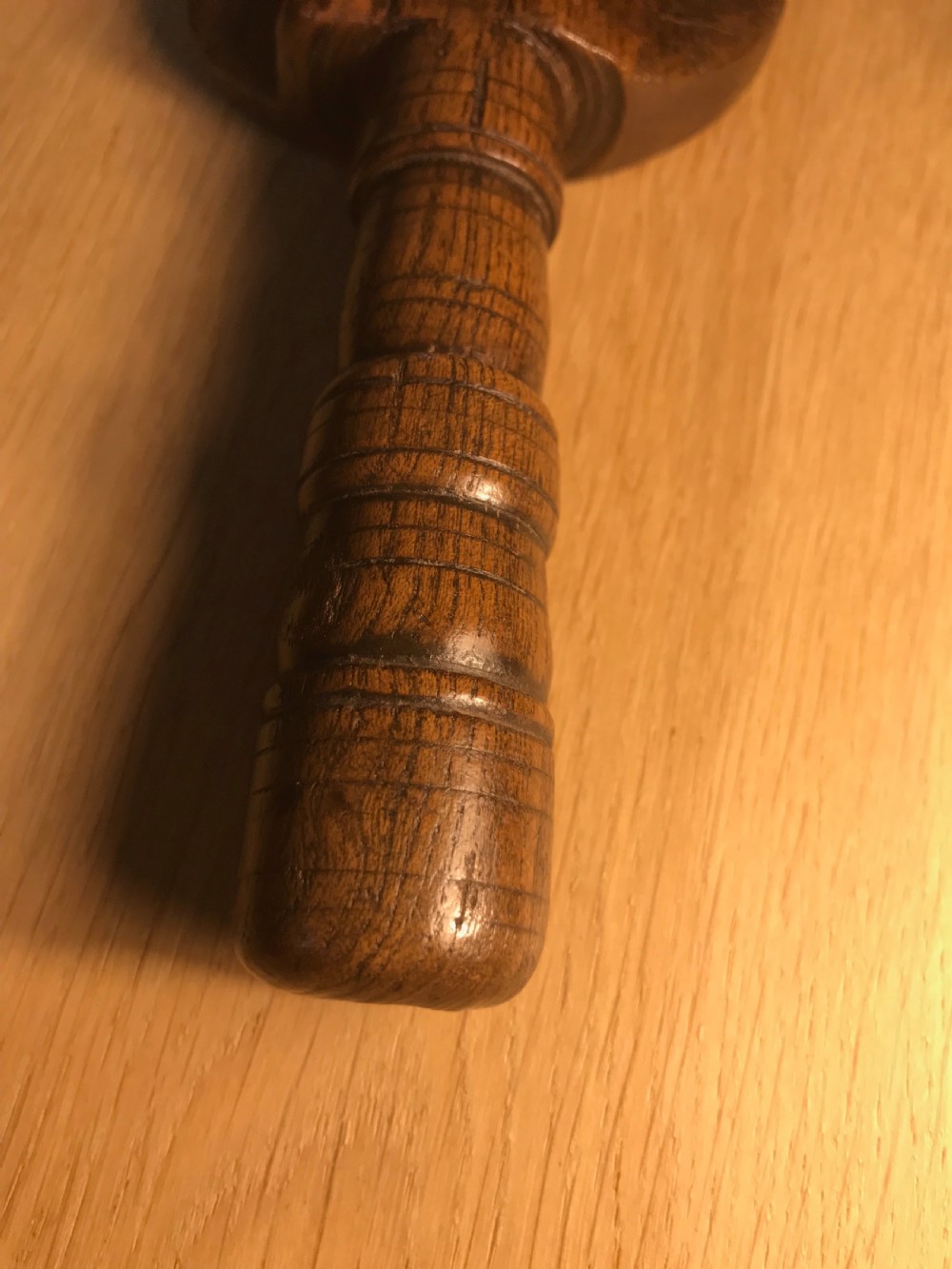 A rare  antique treen oak lead miners working knitting sheath View II