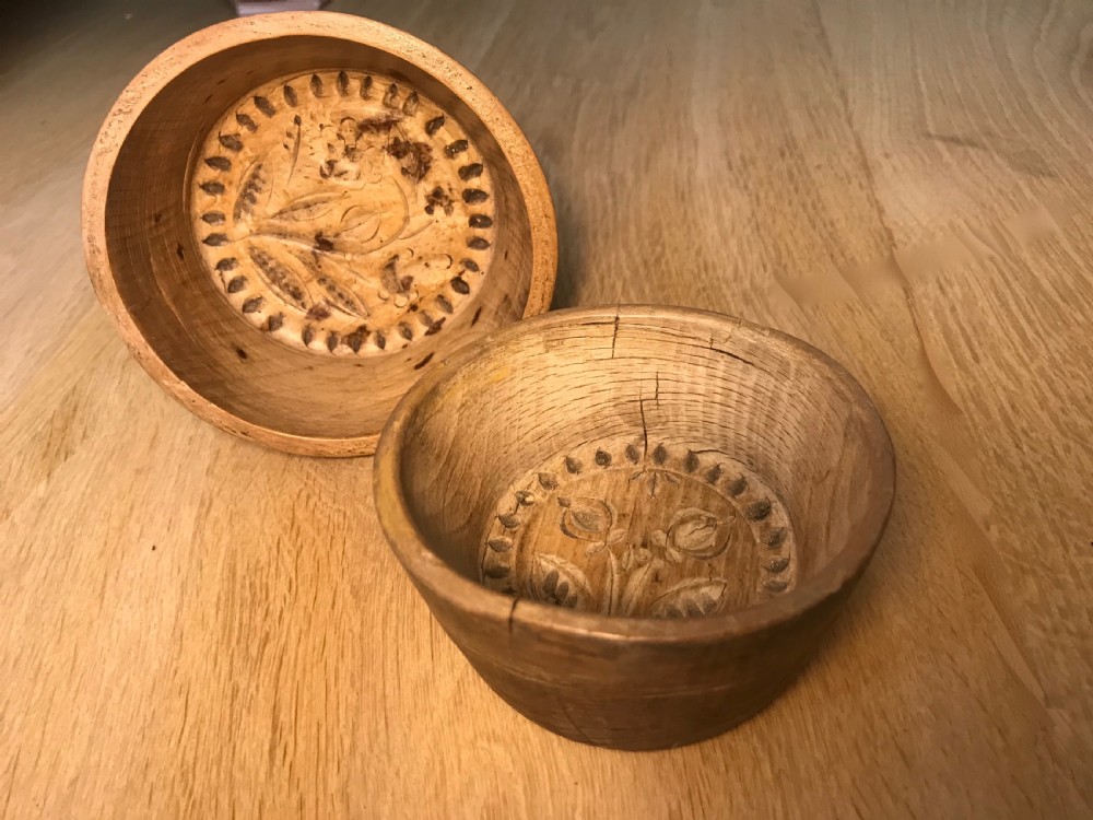 Two Antique Butter Mould Dishes - Early 19th Century Treen View III