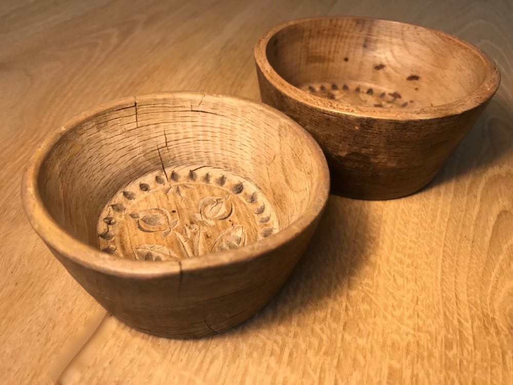 Two Antique Butter Mould Dishes - Early 19th Century Treen View IV
