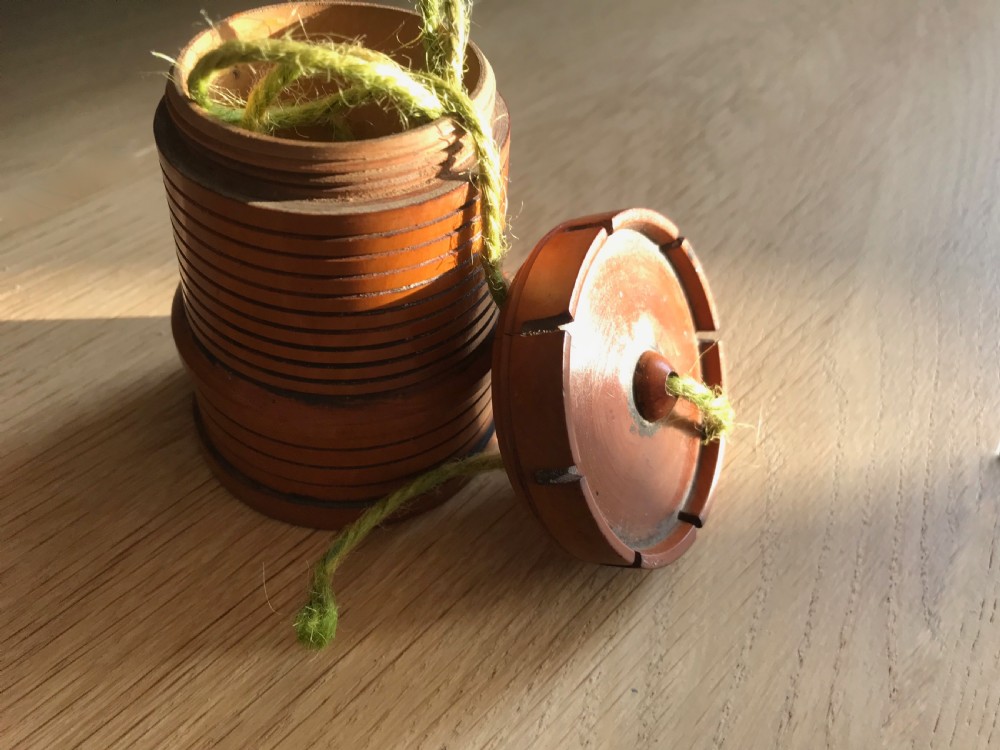 Antique Boxwood String Box View II