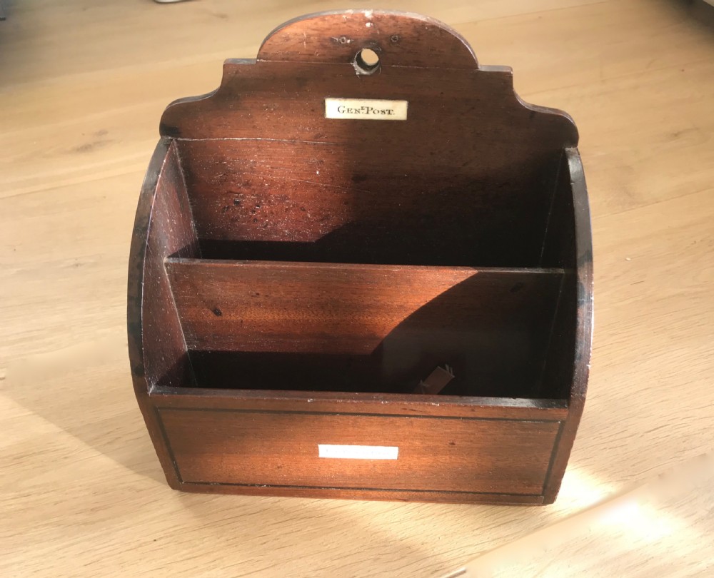 An unusual early to mid 19th century mahogany letter/Posting Holder