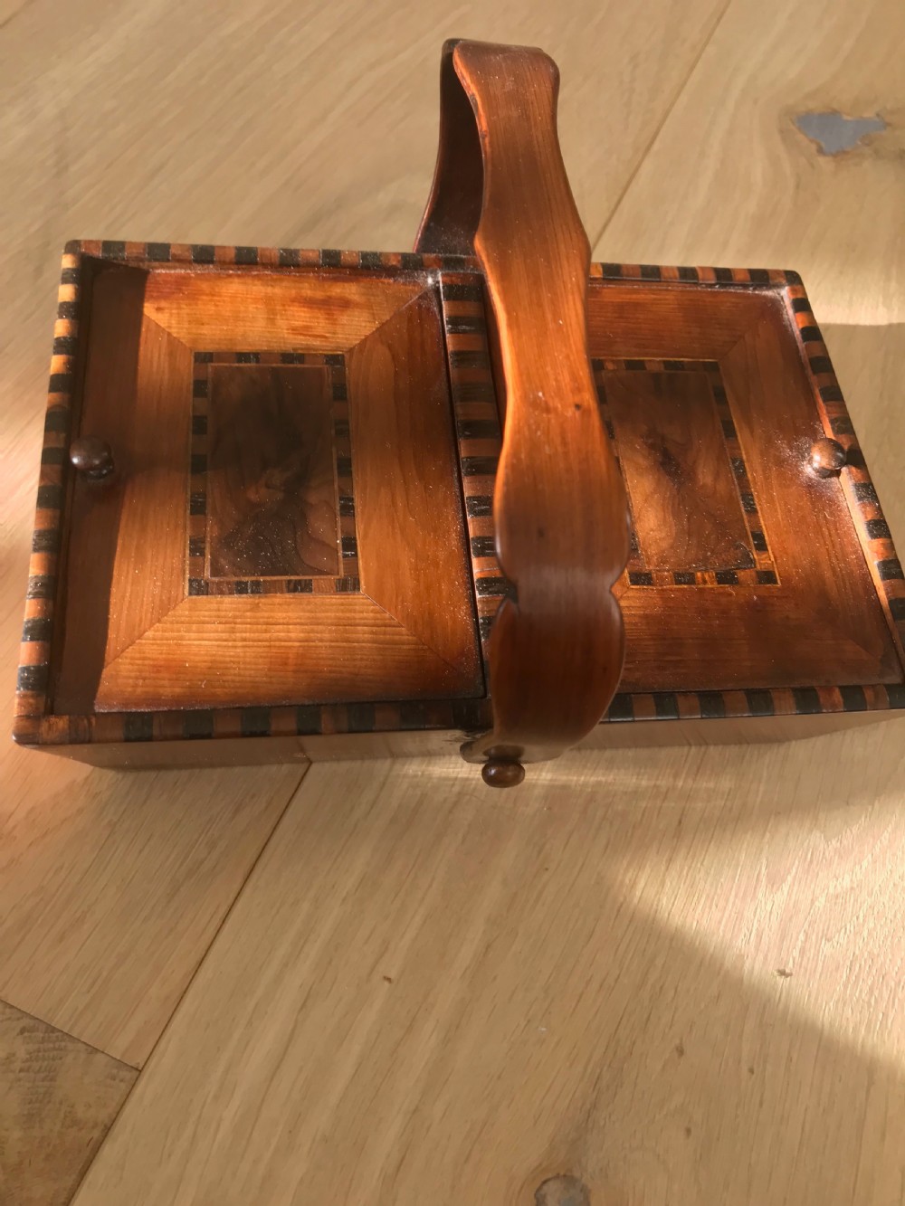 Antique Killarney Ware Pannier Basket - treen View II