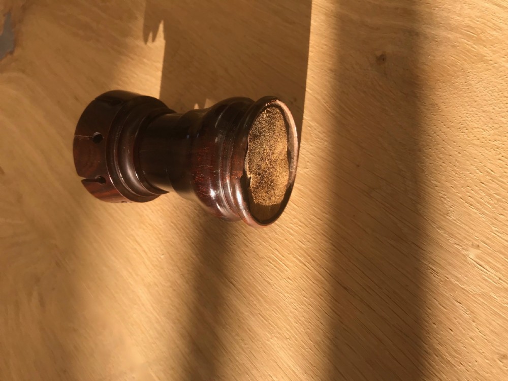 An antique lignum vitae 'Go to Bed' and Candle Holder - treen View IV