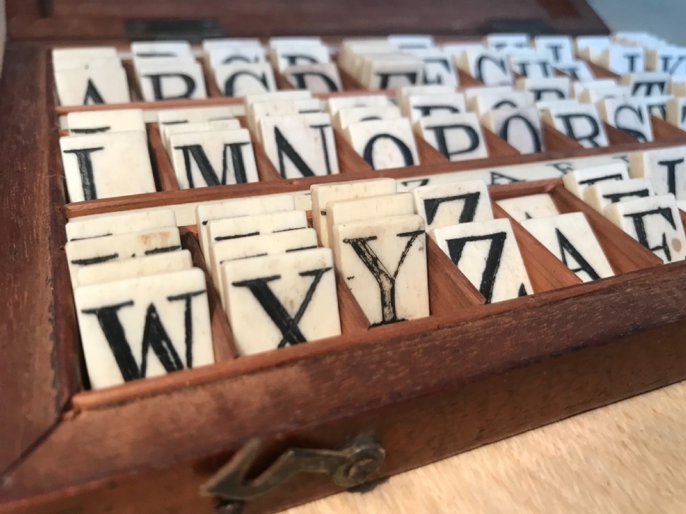 Antique Alphabet Box - learn to spell/write View III
