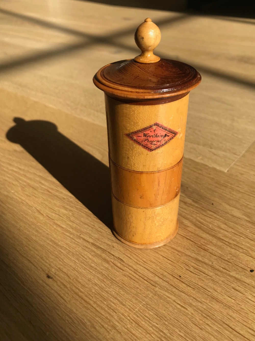 An unusual  Tunbridge Ware antique penner - treen