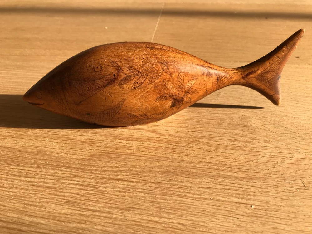 Antique Snuff Box  in the form of a fish -treen