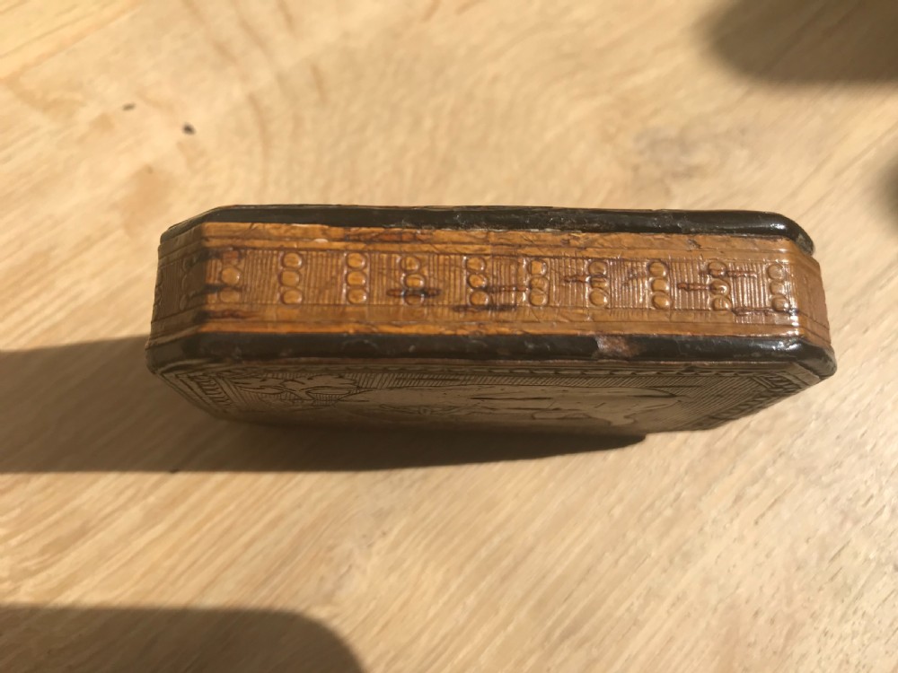 An interesting double sided pressed birch wood antique snuff box View IV