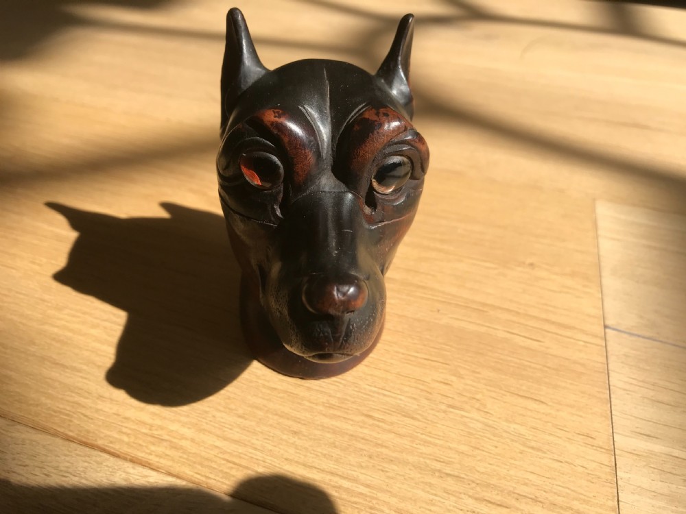 Antique Dog's Head Ink Well View III