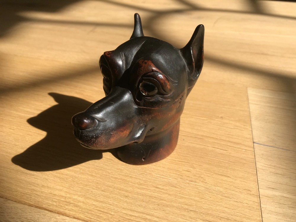 Antique Dog's Head Ink Well View V