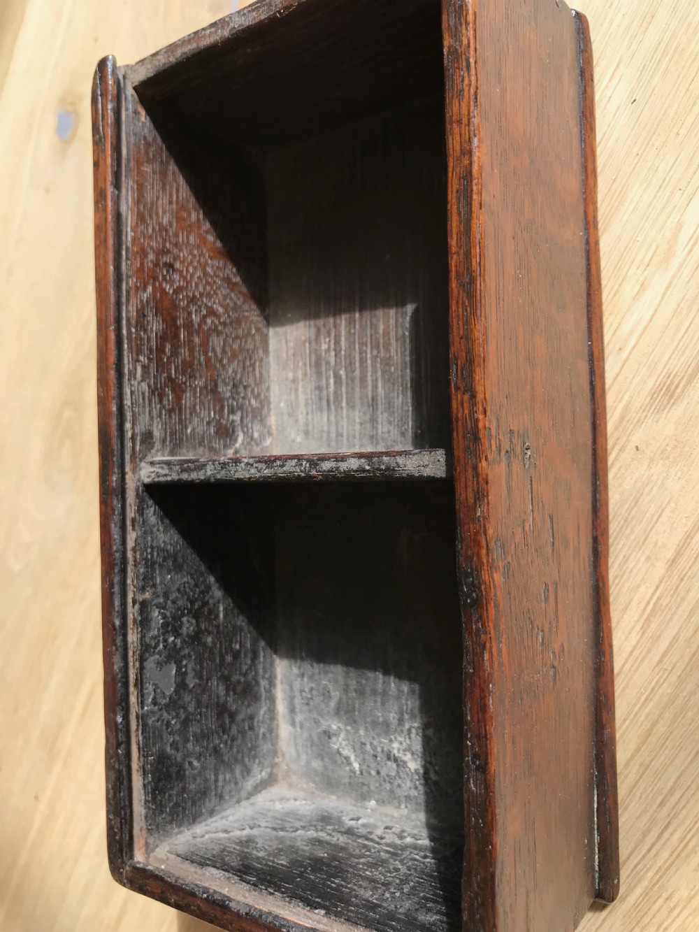 An Antique  Oak Tinder Box - treen  View IV