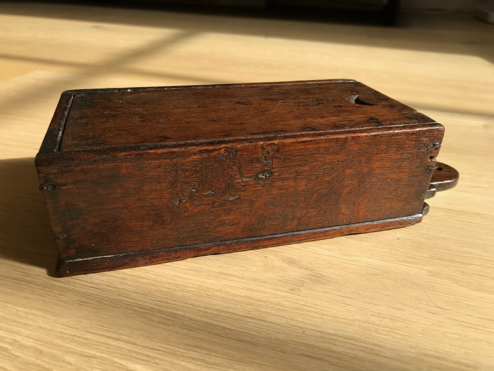 An Antique  Oak Tinder Box - treen  View V