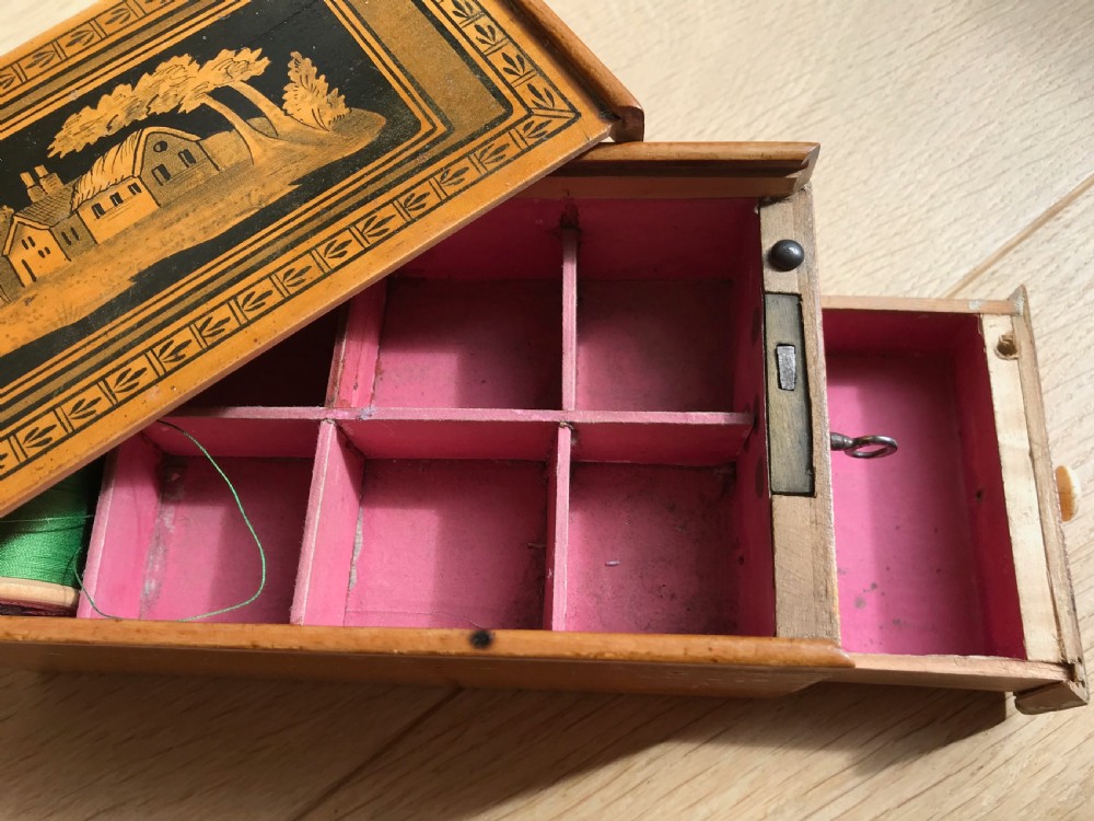 An early 1800's whitewood reel box View II