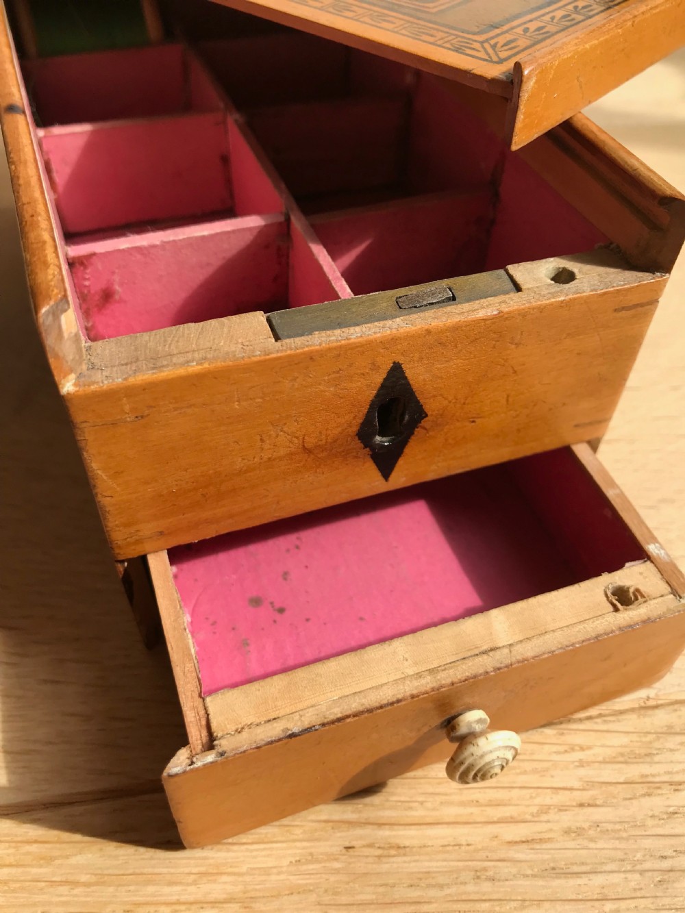 An early 1800's whitewood reel box View IV