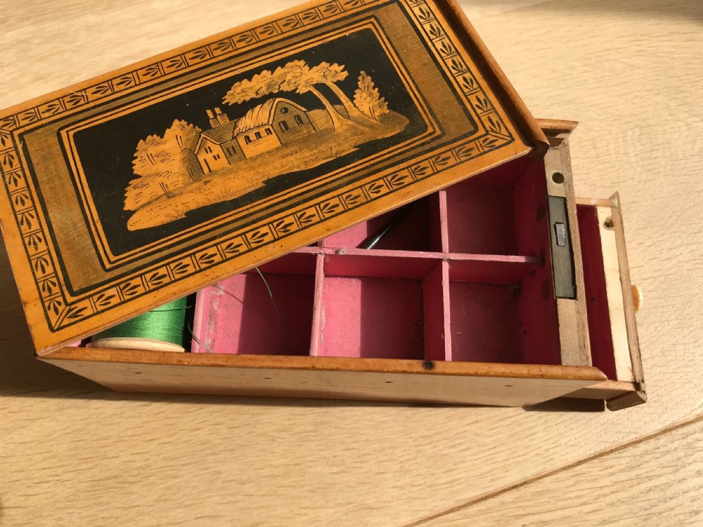 An early 1800's whitewood reel box View V