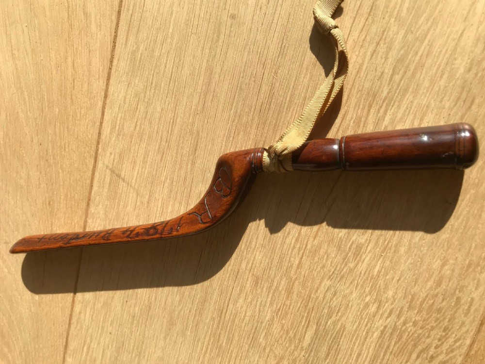 Antique Fruitwood Knitting Sheath - Unusually name of village & dated