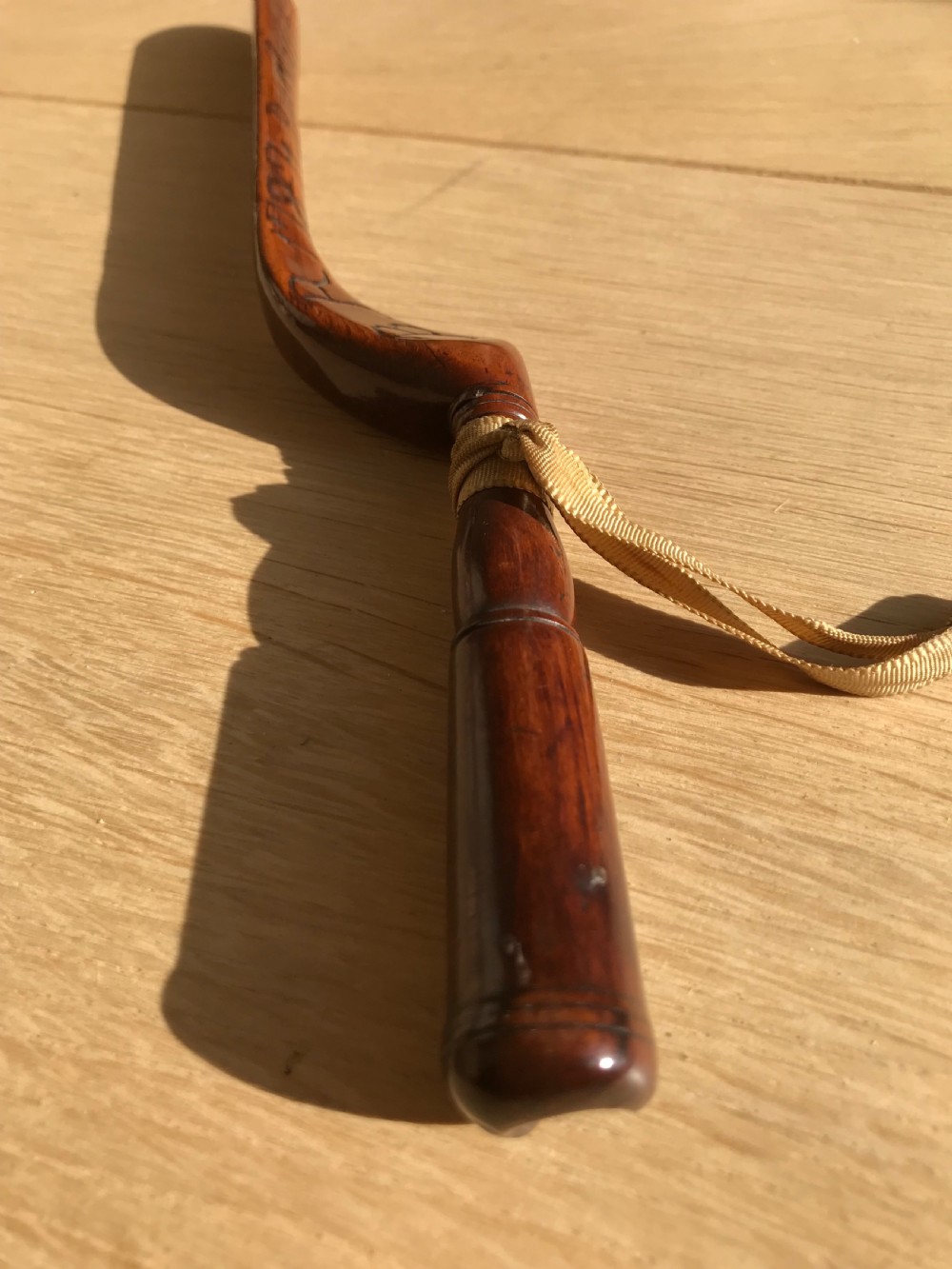 Antique Fruitwood Knitting Sheath - Unusually name of village & dated View III