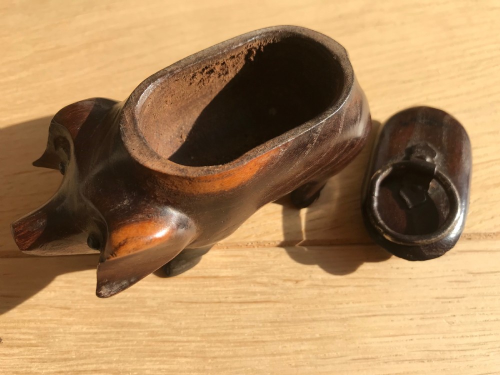Antique Laburnum  Snuff Box - Pig View II