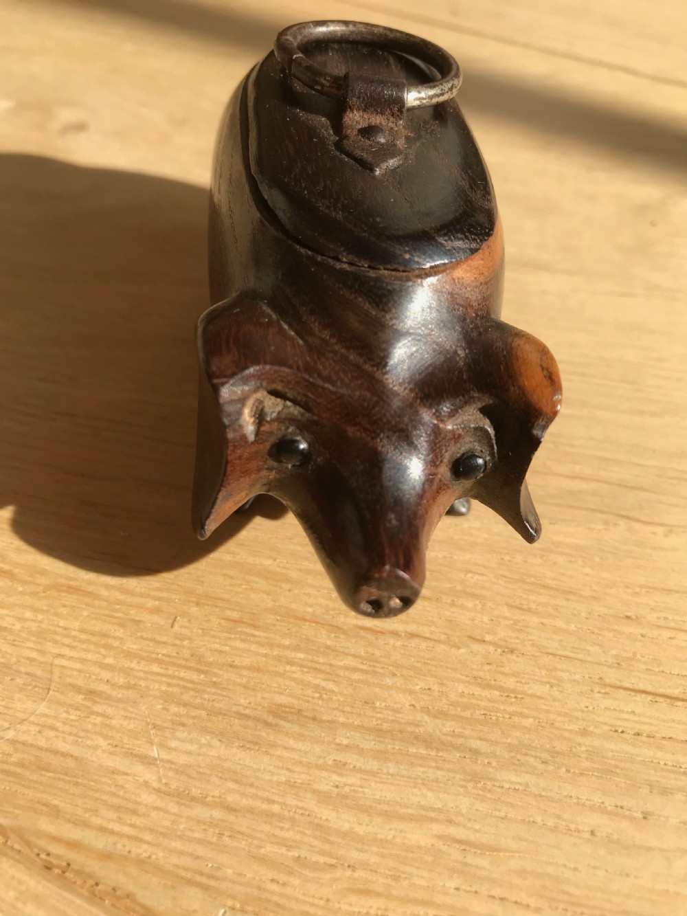 Antique Laburnum  Snuff Box - Pig View III